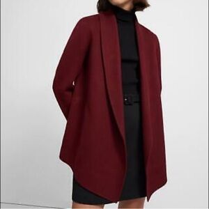 Theory Shawl Collar Clairene Jacket Wool Cashmere in Currant Size P XS